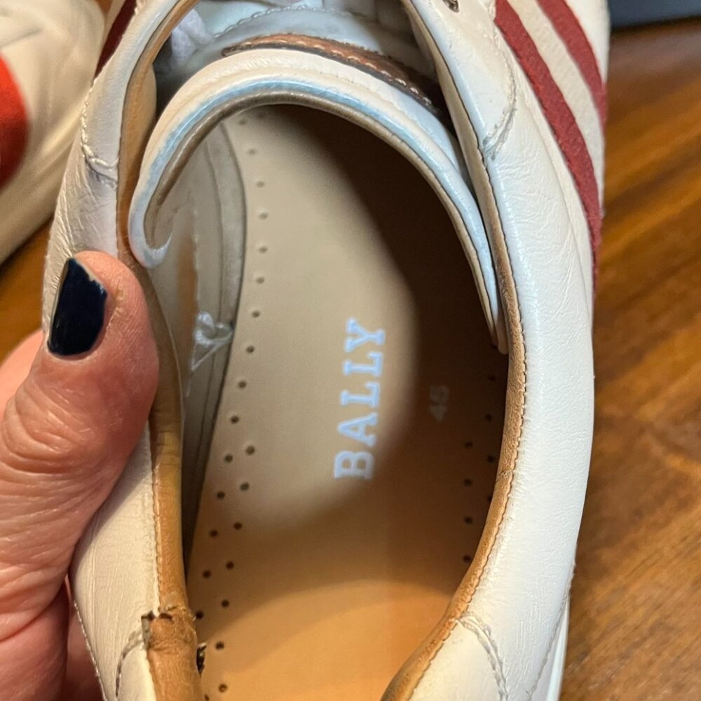 Swiss Brand Bally Oriano Men's White Leather Sneakers Signature Stripes Size 10D - Picture 10 of 10